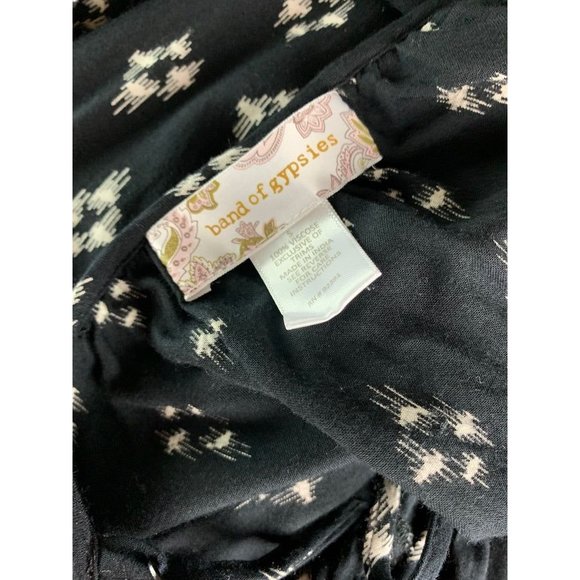 Small Band of Gypsies Women's Black White Boho Style Blouse Flowy - Picture 7 of 7